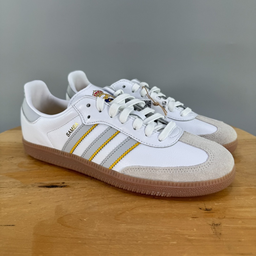 Adidas Samba x Real Madrid Mens Size 9.5 Shoes Home Kit White Sneakers Originals